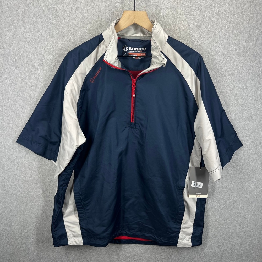 Sunice Pullover Windbreaker Mens L Blue White Golf Shriners Hospital NWT